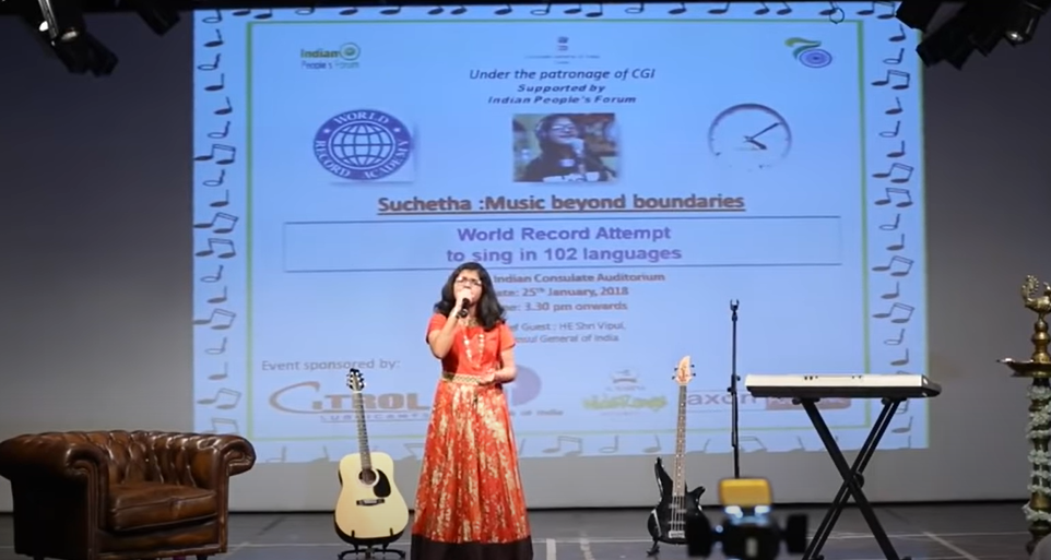 Kerala girl Suchetha Satish sings in 140 languages at concert, sets Guinness record